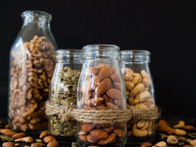glass jars filled with nuts